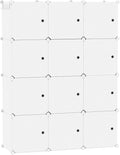 C&AHOME Cube Storage Organizer with Doors, 12-Cube Shelves, Closet Cabinet, DIY Plastic Modular Bookshelf Ideal for Bedroom, Living Room, 36.6”L x 12.4”W x 48.4”H Milky USHS3012M-DOOR