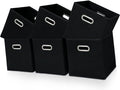 Black Fabric Cubby Storage Bins,13x13x13 Inches ,Cube Organizer Bin Foldable Storage Boxes with Dual Handles Fabric Organizer Box and collapsible Storage basket,Set of 6,Black