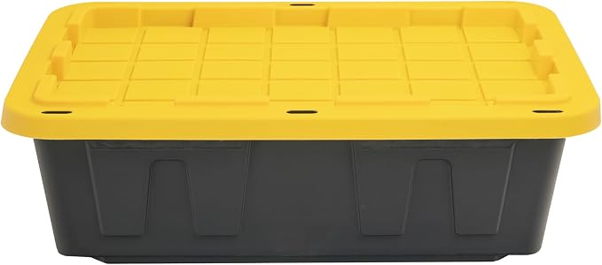 CX BLACK & YELLOW�, 15-Gallon Heavy Duty Tough Storage Container & Snap-Tight Lid, (9.5�H x 20.6�W x 30.6�D), Weather-Resistant Design and Stackable Organization Tote [3 Pack]
