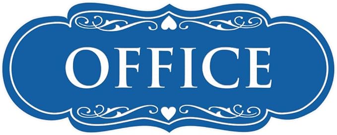 All Quality Designer Office Sign | Easy Installation - Blue - Large (1 Pack)