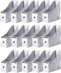 Foldable Desk File Holder Organizer Sturdy Cardboard Magazine Storage Box Document Rack with Blank Label Stickers for Home School Office (15, Marble)
