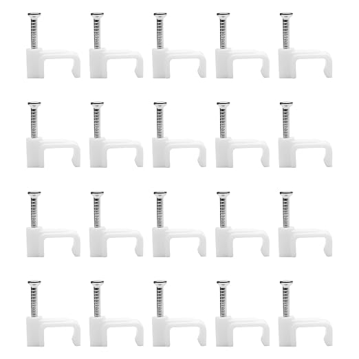 300 Pack Cable Clips, 8 mm White Flat Ethernet Wire Clips, Coax Cable Wall Clip, Cord Clips for Wires on Wall, Cord Management (300)