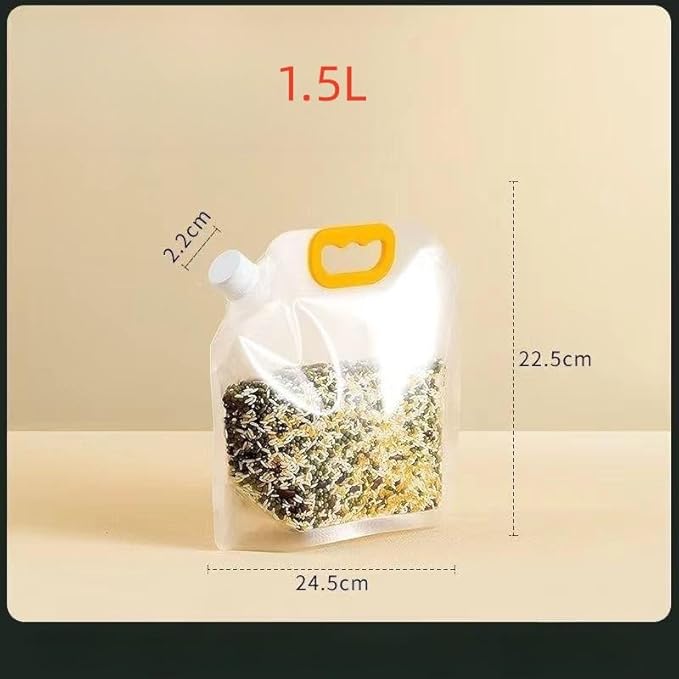6pcsFood Storage Bags, Grain Moisture-proof Sealed Bag,Stand Up Food Bags Large Reusable Sealed Bag with Handle and Cap BPA Free