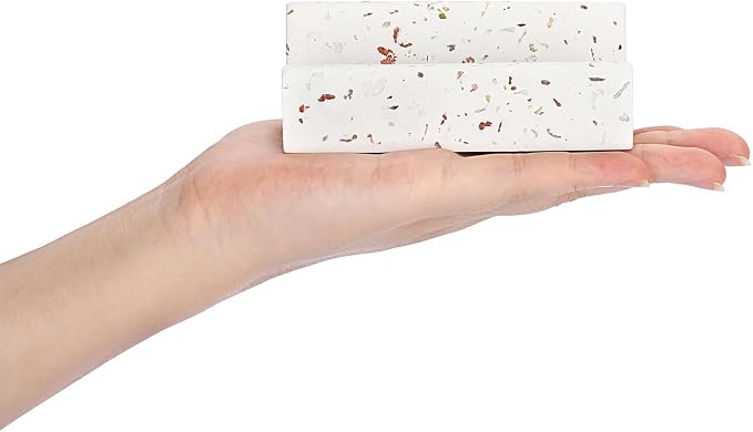 Hipiwe Business Card Holder for Desk Terrazzo Business Card Display Stand | Desktop Cards Display Stand for Women Men Concrete Business Card Stand Organizer for Office