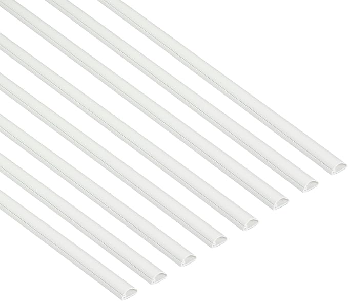 D-Line Half Round Cord Hider, Patented Cable Cover, Hide TV Wall Mount Wires, Raceway for Cords, Decorative Wire Covers, Paintable, Adhesive Cable Concealer, 8X 0.78in W x 0.39in H x 39in L,White