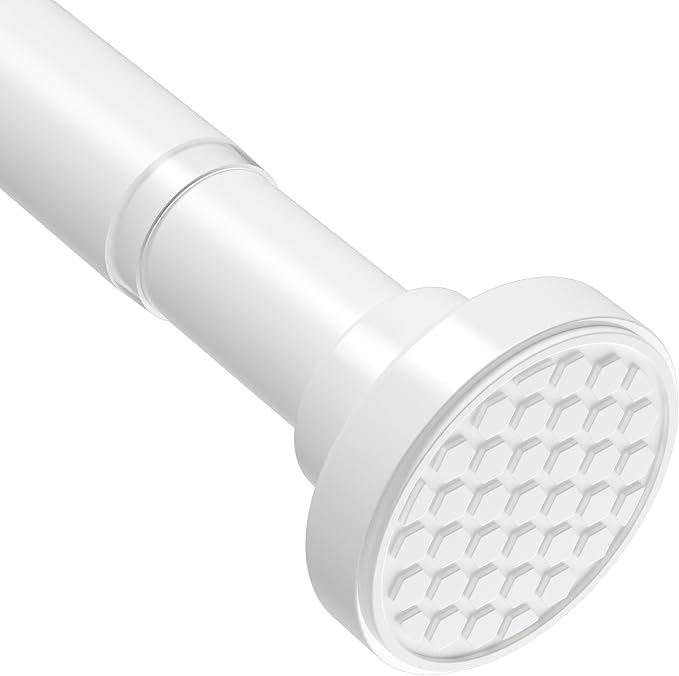 AIZESI Heavy Duty Tension Curtain Rod No Drilling Adjustable Shower Curtain Rod 40-78 Inch Spring Loaded Curtain Rods for Window, Bathroom, Doorway & Closet, Renter Friendly, 1.25"Diameter, White