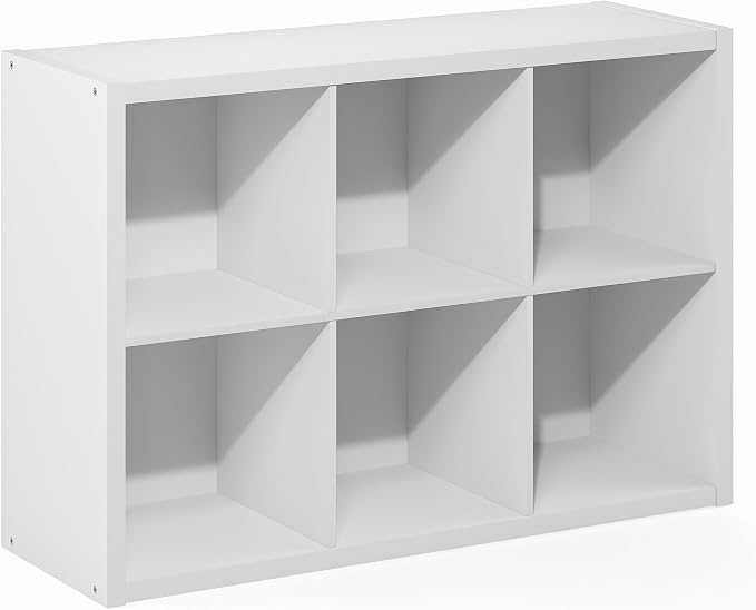 Furinno Cubic 6-Cube Closet Organizers and Storage, Closet Organizer, White | Open Shelf Closet Storage, Closed Back, Extra Thick Frame, for Wardrobe, Bedroom, Living Room
