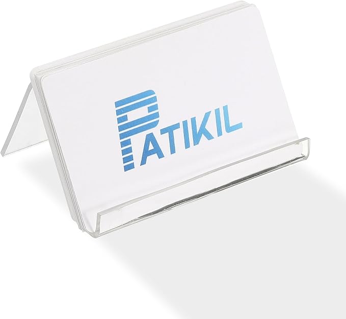 PATIKIL Business Card Holder for Desk, Acrylic Business Card Holders Shine Card Stand Organizer Cards Display for Office Exhibition, Clear