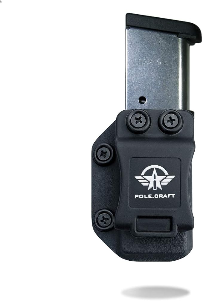 POLE.CRAFT IWB/OWB Magazine Holster Kydex - Mag Carrier Fits: 9mm .40 Double Stack / 9mm .40 Single Stack - P365 1911 Glock 19 19X 17 26 27 28 43 22 23 25 26 27 31 32 33 34 35 37 38 Glock43X .. Mag