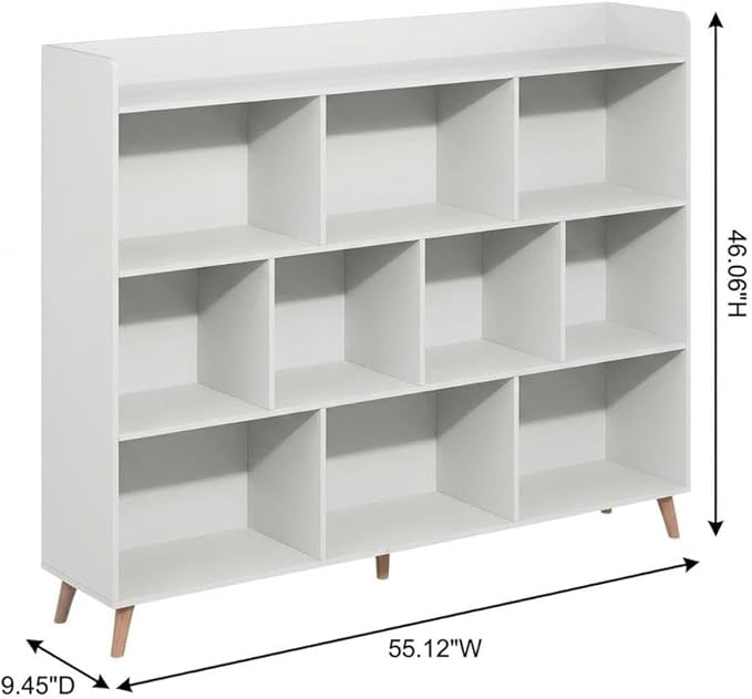 Furnifact White Bookcase with Sleek Engineered Wood Construction, Modern Design, Sturdy Shelving for Ample Storage, Ideal for Home or Office Organization