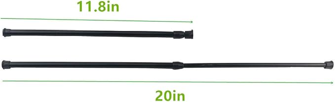 Cupboard Bars Tension Rods, 6 Pack Spring Tensions Rods Steel Adjustable Tension Curtain Rod Closet Rod Window Rods (Black, 11.8-20 Inches)
