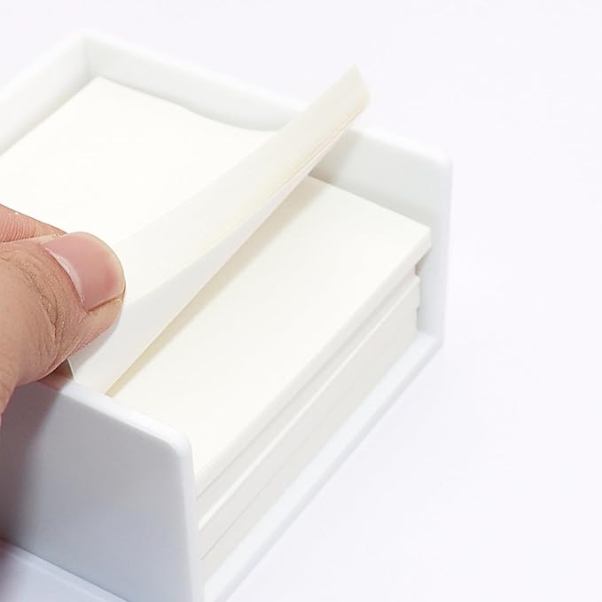 NatSumeBasics White Sticky Note Holder Dispenser, Fits 3" x 3" Memo Cube, Aesthetic Desk Organizer for Office Supplies