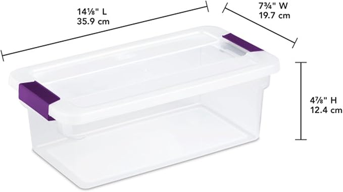 Sterilite 12-Pack ClearView Latch Box, Clear Stackable Organizer Bins with Lids, 6 Qt – Small Plastic Tote Containers for Closet, Office, Bedroom, Shelving Units and Home Storage Organization
