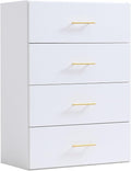 25.5" 4 Drawer Closet Module, White MDF Closet Organizer System with Gold Handles, Wall-Mounted Wardrobe Storage Cabinet for Clothes, Socks, Accessories, Bedroom, Walk-In Closet Unit