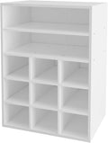 HAIOOU Shoe Cubby, 9-Cube Stackable Wood Shoe Rack Organizer 24 Inch, White | 5-Tier Freestanding Shoe Stand with 2 Storage Shelf, Holds 10-15 Pairs, Ideal for Apartment, Entryway, Closet Organization