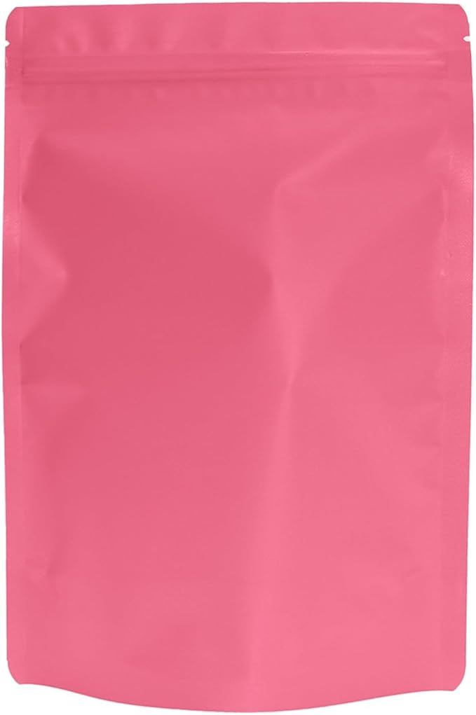 100PCS Smell Proof Resealable Pouch Bags,ULIFESTAR Aluminum Foil Flat Food Storage Bag,Sealable Pcsaging Zipper Pouches with Tear Notches for Pcsaging Lipgloss,Jewelry,etc(16 * 24cm/6.3 * 9.45",Pink)