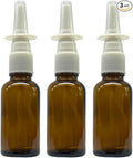 Amber Glass 1 oz Nasal Sprayer! EMPTY, Refillable, Travel Sized, Quality Glass for Saline Applications! (3 Pack)