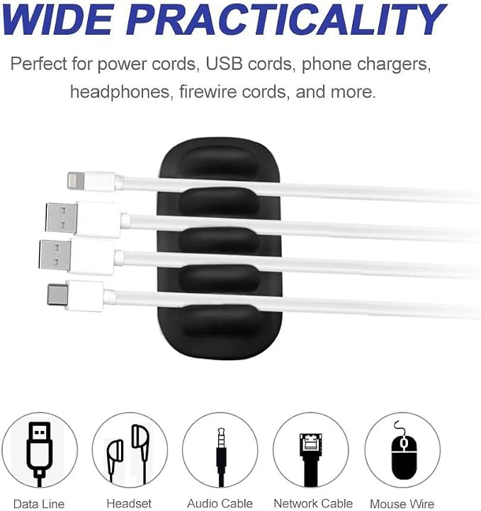 Monaco Cable Clip Holder Weighted Desktop Cord Management Fixture (Black)
