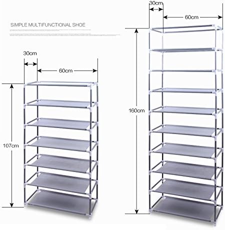 Shoe Rack, 10 Tier Shoe Organizer with Dust Cover, Shoe Storage Shelf for 20-27 Pairs of Shoes, Designed for Doorways, Entryway, Suitable for Sneakers, High Heels, Flats, and Boots (Purple)
