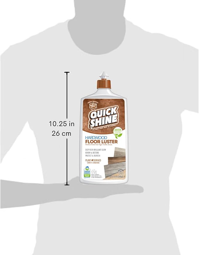 Quick Shine Hardwood Floor Luster 27 oz-2 Pk, Natural Looking Shine | Plant Derived Carnauba Polish, Renew & Protect, Streak & Haze Free, Non-slip, pH Neutral, No PFAS, EPA Safer Choice