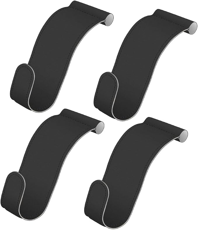 Bittwee 4PCS Car Glove Box Hooks Passenger Storage Hangers Black | Microfiber leather, snap-in install, hangs bags umbrellas, fits most cars SUVs and trucks, car interior accessories