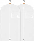 Kids Garment Bag with Clear Window, Hanging Clothes Storage Cover for Dresses, Suits & Dance Costumes, Breathable Travel Bag for Baby Toddler Child, 30" x 18", White, Pack of 2