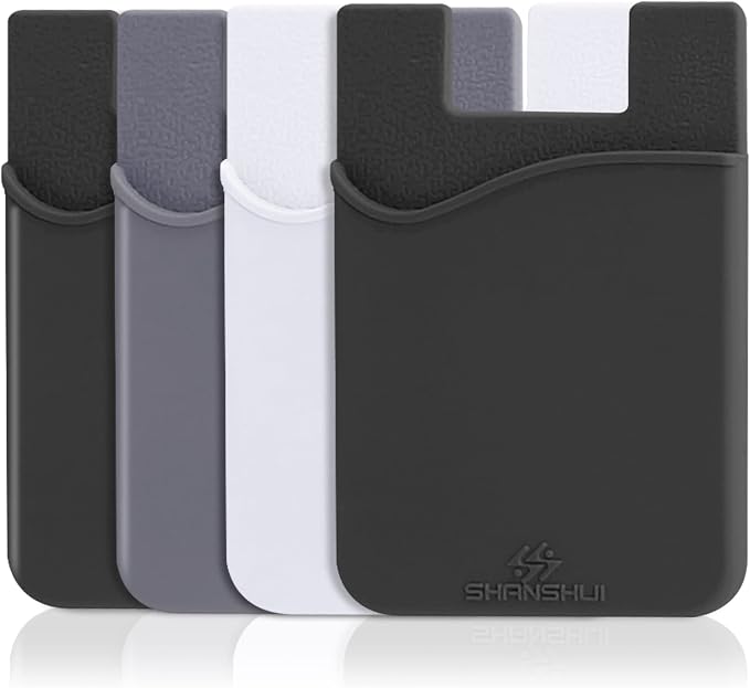 SHANSHUI 4-in-1 Phone Card Holder: Premium Silicone Wallet for ID, Drivers License, Credit Cards - Fits All Mobile Phones