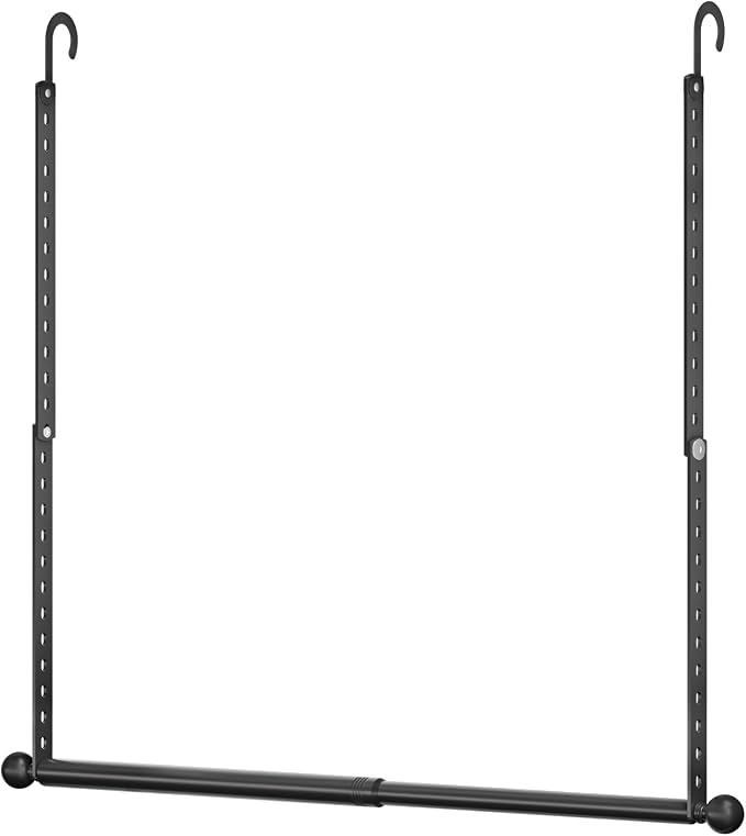 SUTINE Closet Rods for Hanging Clothes, Adjustable Metal Closet Extender Hanging Rod, Space-Saving Closet Rod Extender Clothes Hanging Bar, Closet Poles for Hanging Clothes (Black, 15.7-31.5 IN)