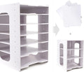 SONGWAY File Organizer for Desk - 7 Tier Document Holder with Removable Shelves, Letter Mail Rack, File Sorter Organizer, A4 Paper Storage Holder, Desktop Organizer for Home Office School, White