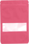 100PCS Foil Pouch Mylar Bags with Clear Window,ULIFESTAR Stand Up Sealable Bags with Tear Notches,Resealable for Food,Party Favors,Gift Packaging and Small Business(10 * 15cm/3.94 * 5.91",Pink)