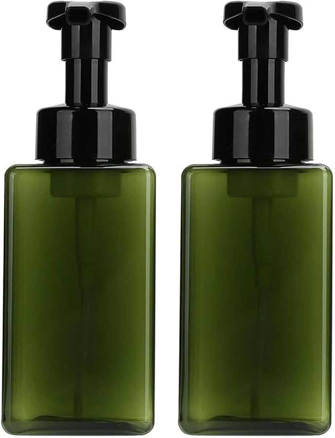 2 PCS-Foaming Soap Dispenser, Hand Soap Dispenser, Refillable Foam Liquid Hand Soap Empty Plastic Pump Bottle Container for Bathroom Vanities, Kitchen Sink, Hospital, Clinic（17 oz ） (Green)