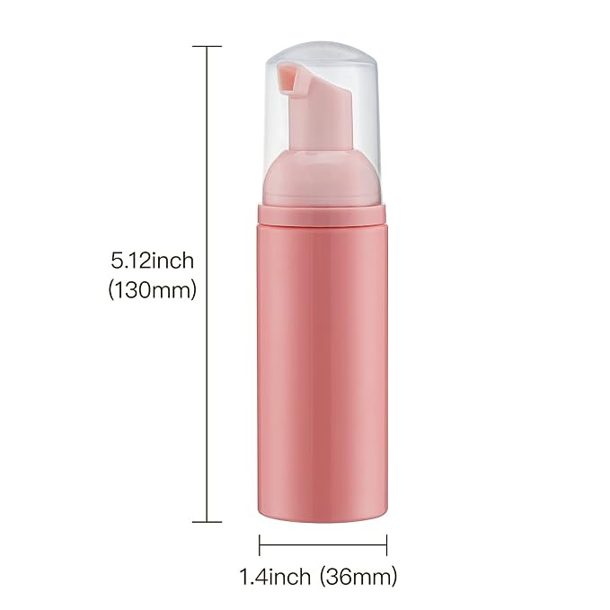 Tekson Foam Pump Bottle (Pink), Empty Travel Size Foam Dispenser Pump for Soap Shampoo, Lash Cleanser(60ml, 3PCS)