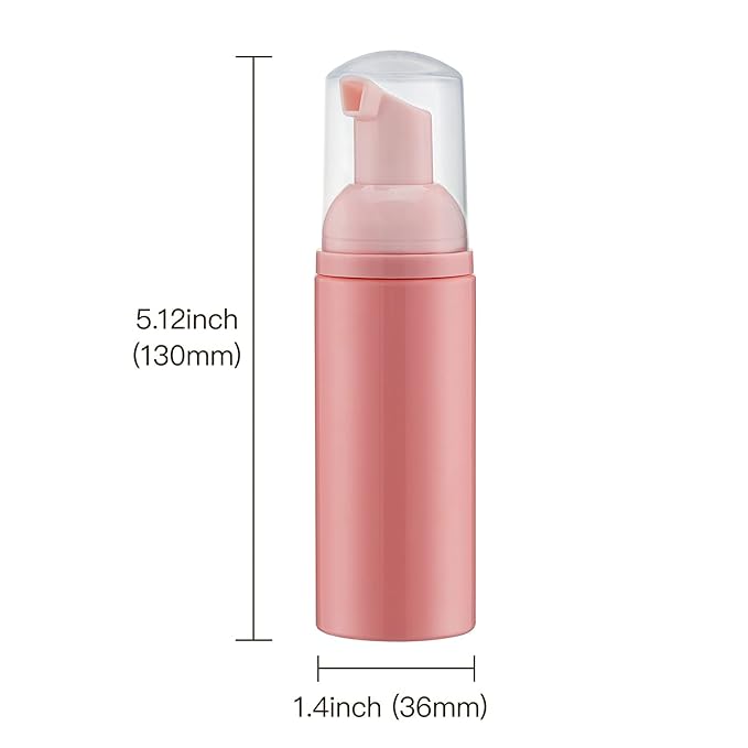 Tekson 10PCS Soap Foam Bottle (2 oz), Empty Travel Foaming Lash Shampoo for Cleanser, Dispenser (Pink Pump)
