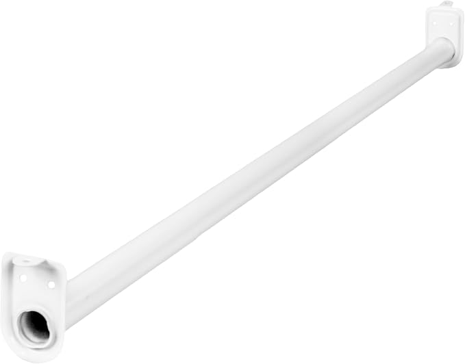 48 Inch to 72 Inch Adjustable Closet Rod for Hanging Clothes, White, Heavy Duty Steel, Center Support Bracket Included – Design House, 205831