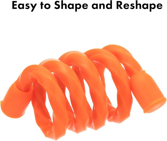 6 PCS 24-Inch Silicone Cable Ties Dia 5mm Reusable Steel-Core Rubber Twist Ties Bendable Cable Ties for Bundling and Holding, All Purpose Cord Tie for Indoor and Outdoor (Orange)