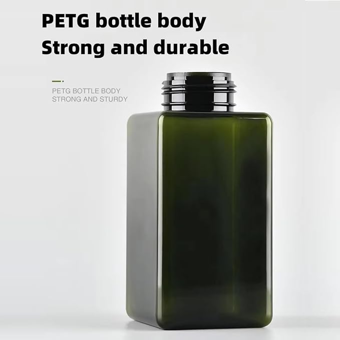 2Pcs Foaming Soap Dispenser, 450ml(16oz) Refillable Modern Square Pump Bottle for Shampoo, Body Wash, Liquid Soap, PETG Plastic Empty Soap Dispenser for Kitchen, Bathroom, Hospital (Brown)