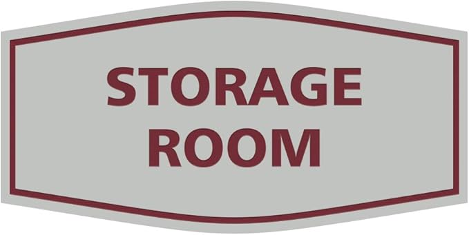 Signs ByLITA Fancy Storage Room Sign (Light Grey/Burgundy) - Medium 2 Pack