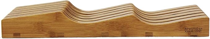 Oceanstar In-Drawer Bamboo Knife Organizer