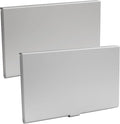 Slim Business Card Case, Silver, 2 Pack | Professional Pocket Metal Case, Buckle Closure, For Men and Women