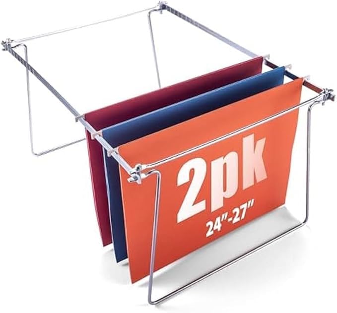 Officemate Hanging File Frames, Letter Size, Rails fits 24 to 27, Files Cabinet, Steel, 2 Sets (91999), Silver (Pack of 12)