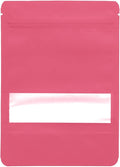 100PCS Foil Pouch Mylar Bags with Clear Window,ULIFESTAR Stand Up Sealable Bags with Tear Notches,Resealable for Food,Party Favors,Gift Packaging and Small Business(14 * 20cm/5.51 * 7.87",Pink)