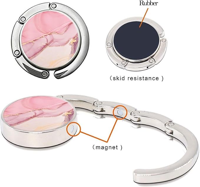 Bosketo Foldable Purse Hook Womens Bag Table Hanger Collection Desk Hooks for Purse (4pack Beautiful Marble Hook)