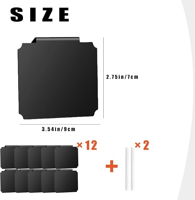 14 Plastic Basket Labels Clip On Set - Removable Bin Labels Clip On with 2 Chalk Markers for Basket Pantry Organization Box