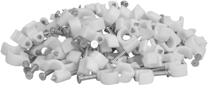 Your Cable Store 100 Pack White Ethernet / RG59 / 6mm Nail in Cable Clips