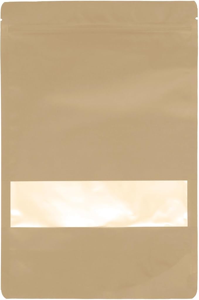 50PCS Foil Pouch Mylar Bags with Clear Window,ULIFESTAR Stand Up Sealable Bags with Tear Notches,Resealable for Food,Party Favors,Gift Packaging and Small Business(20 * 30cm/7.87 * 11.81",Gold)