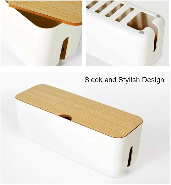 Cable Management Box| Power Stripe Organizer|Cord Organizer Box| Hide and Conceal Power Strips and Electrical Cords from TVs, Computers, and Desks| Keep Pets Safe