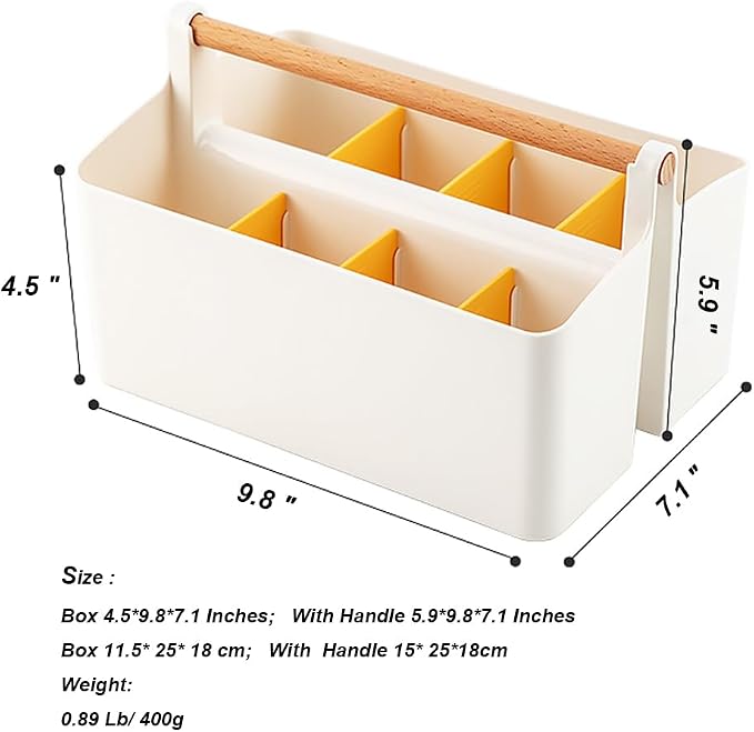 2 Pack Art Caddy Organizer Portable,Marker Box, Large Pen Holder for Desk, Art Supply Storage Bin with Adjustable Dividers for Colored Pencils,Markers,Craft Organizers (Yellow Divider)