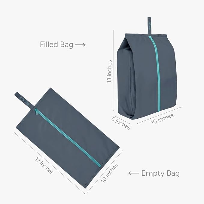 Ecoright Shoe Bags for Travel, Set of 2, 100% Recycled Water-Resistant Zipper Pouch Bags, Shoe Bags for Storage, Travel Essentials for Men & Women