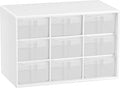 Small Drawer Organizer for Desk, 7.1" x 3. 8" x 4.6" Mini Desktop Drawer Organizer with 9 Clear Drawers, Plastic Desktop Craft Storage Box for Desk Office School Home (White)