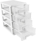 4 Tier Plastic Drawer Type Closet,Portable Storage Cabinet Sundries Storage Cosmetics Jewelry Storage Box for Home Office（White）